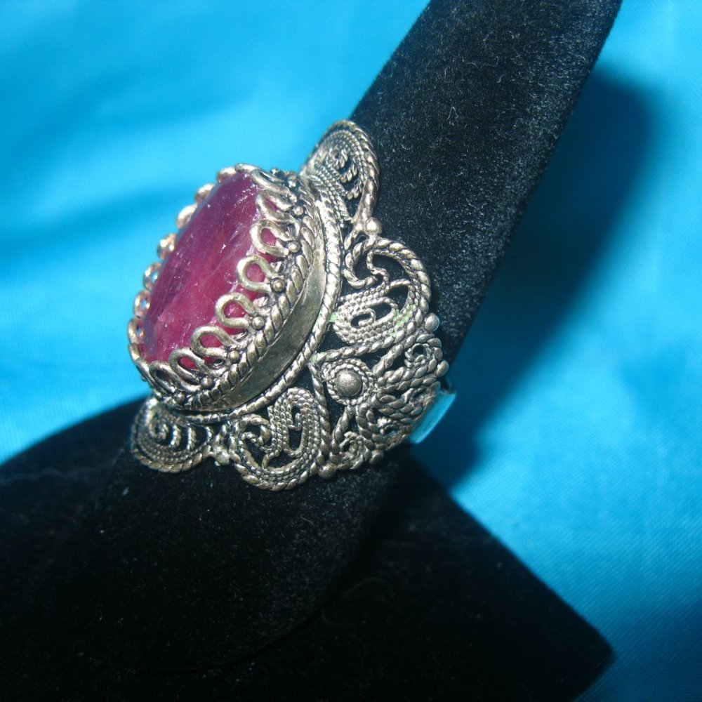 Sterling Silver Natural Ruby Ring - image 4